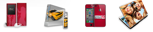 Produktabbildungen: DesignSkins® für MP3-Player, Spiel-Konsolen, Handys, Notebooks