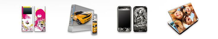 Produktabbildungen: DesignSkins f�r MP3-Player, Konsolen, Handys und Notebooks